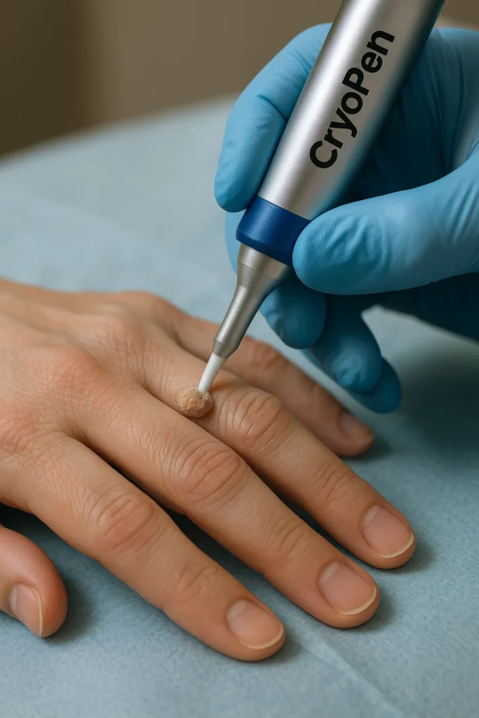 example of cryopen wart removal Huntingdon treatment on a persons finger